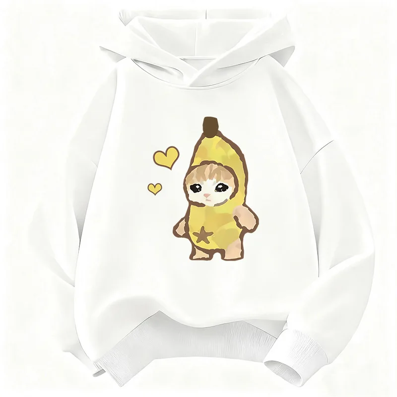 2026 Neuer Lustiger Bananen-Katzen-Hoodie für Kinder, Kawaii-Katzen-Sweatshirt für Jungen und Mädchen, Lässige Hoodies, Hip-Hop-Kleidung – Detail 5