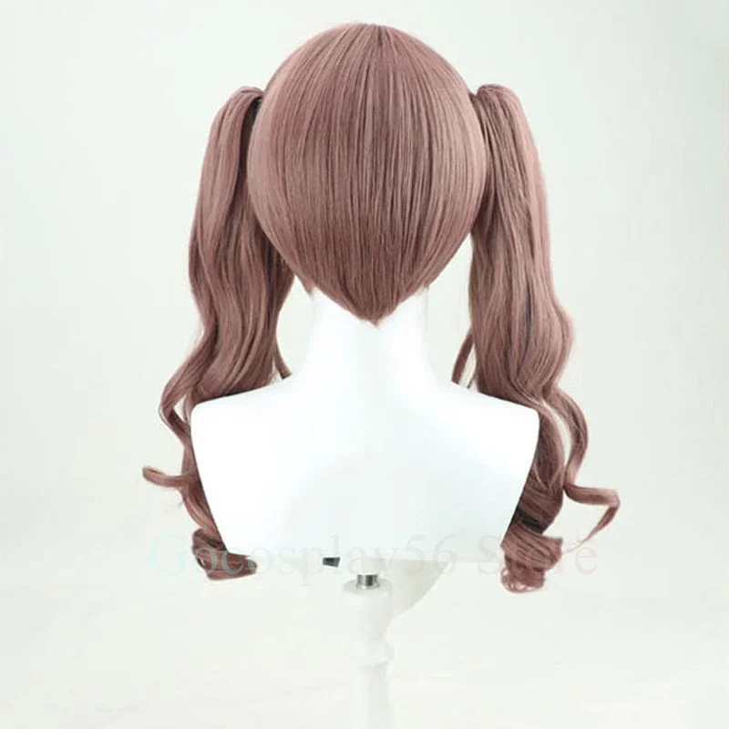 Vtuber suzuhara Elijah cosplay wig ponytails outurier pinkish brown long straight curly heat resistant hair hololive girls