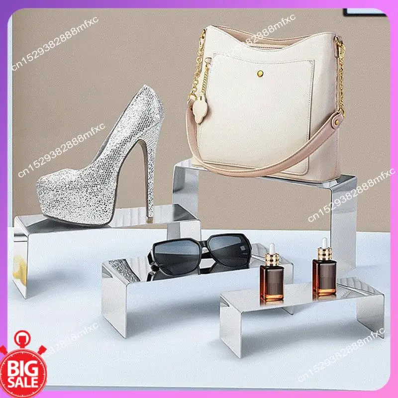 

Big Deal 4Pcs Stainless Steel Display Risers, Display Stand For Display Purse Perfume Handbag Shoe Jewelry Cupcake Dessert