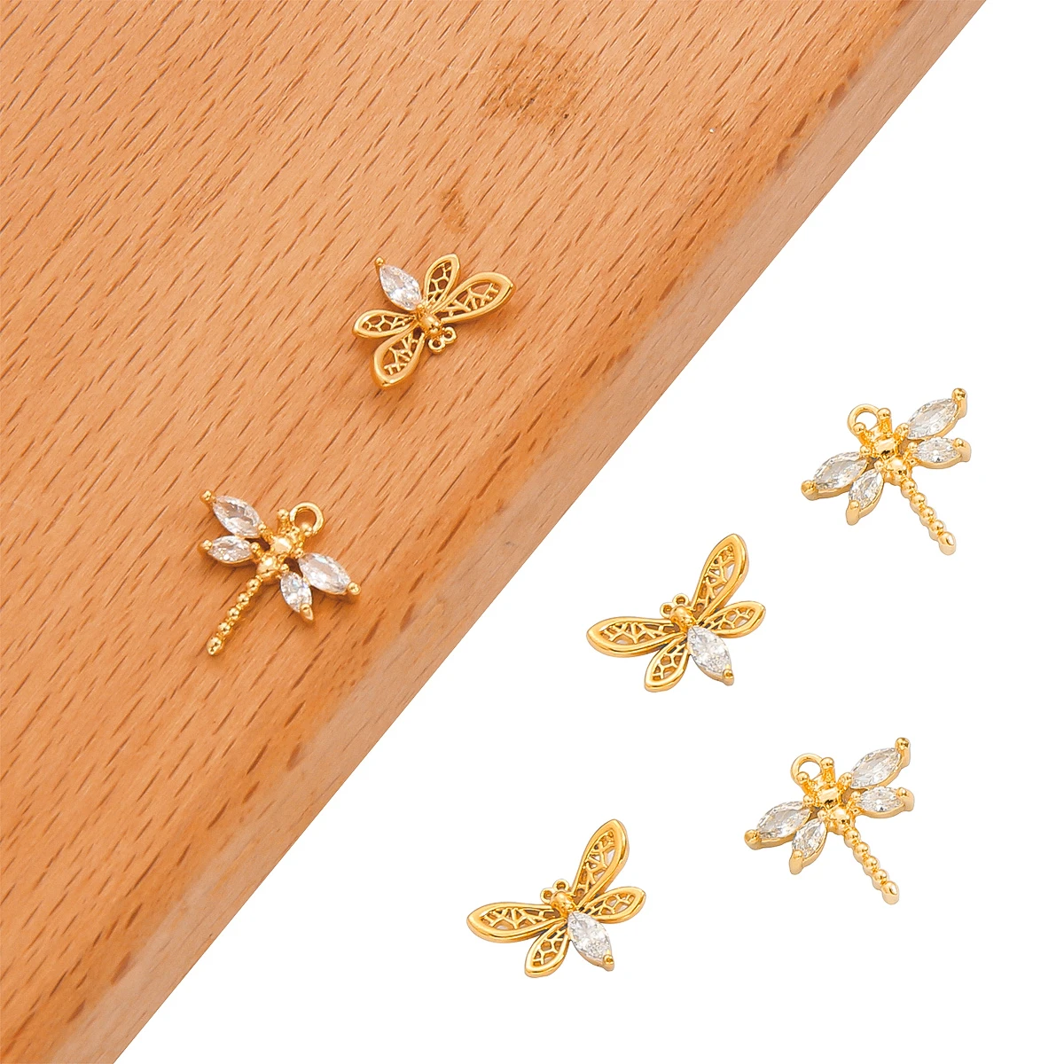 1Pc Copper Dragonfly Butterfly Pendant With Zircon For DIY Jewelry Bracelet Necklace Processing Materials Accessories