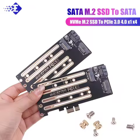 Add On Cards NVMe M.2 SSD To PCIe 3.0 4.0 X1 X4, SATA M.2 SSD To SATA Dual-purpose Adapter With Bracket PCIE To M2/M.2 Adapter