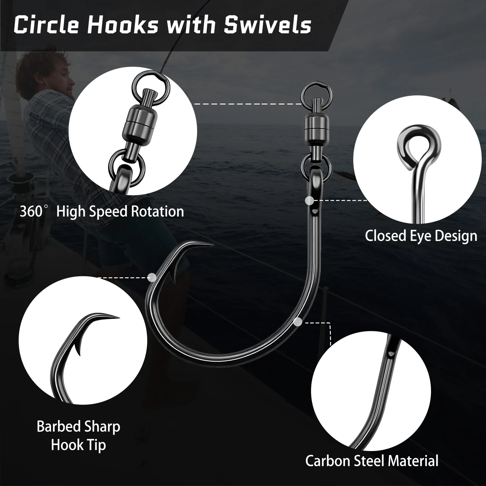 circle hooks for freshwater fishing Dovesun 10PCS Rigs Pre-Rigged Catfish Rig Saltwater Hooks for Catfish 2/0 ups and a curved Circle Hooks Fishing Hooks 2X