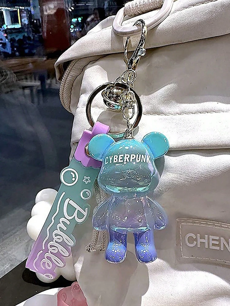 Creative Personality Gradient Colored Teddy Bear Key Chain Korean Version Bag Pendant Accessory image 5