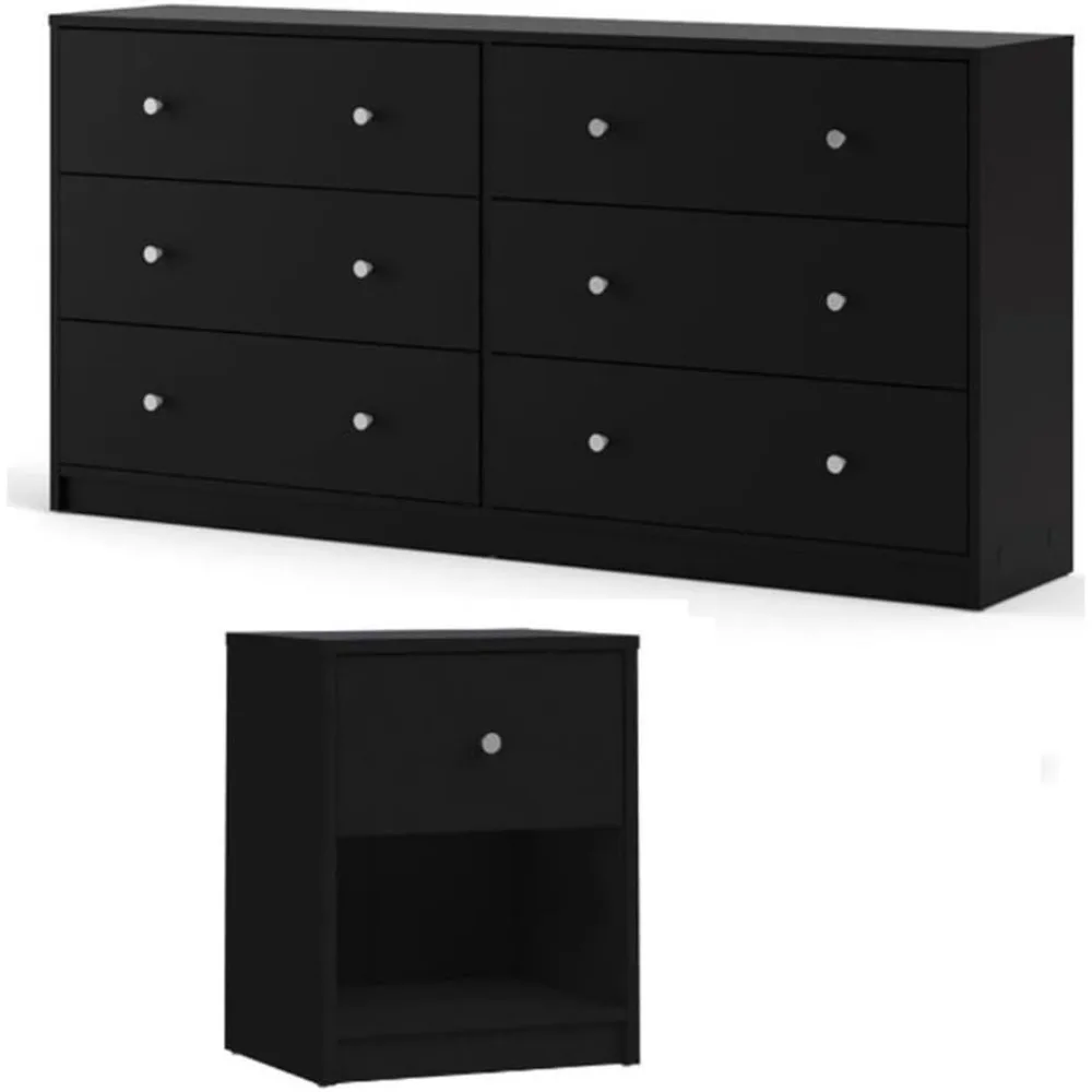 Black Pemberly Row 2-Piece Bedroom Furniture Set: Nightstand and Dresser