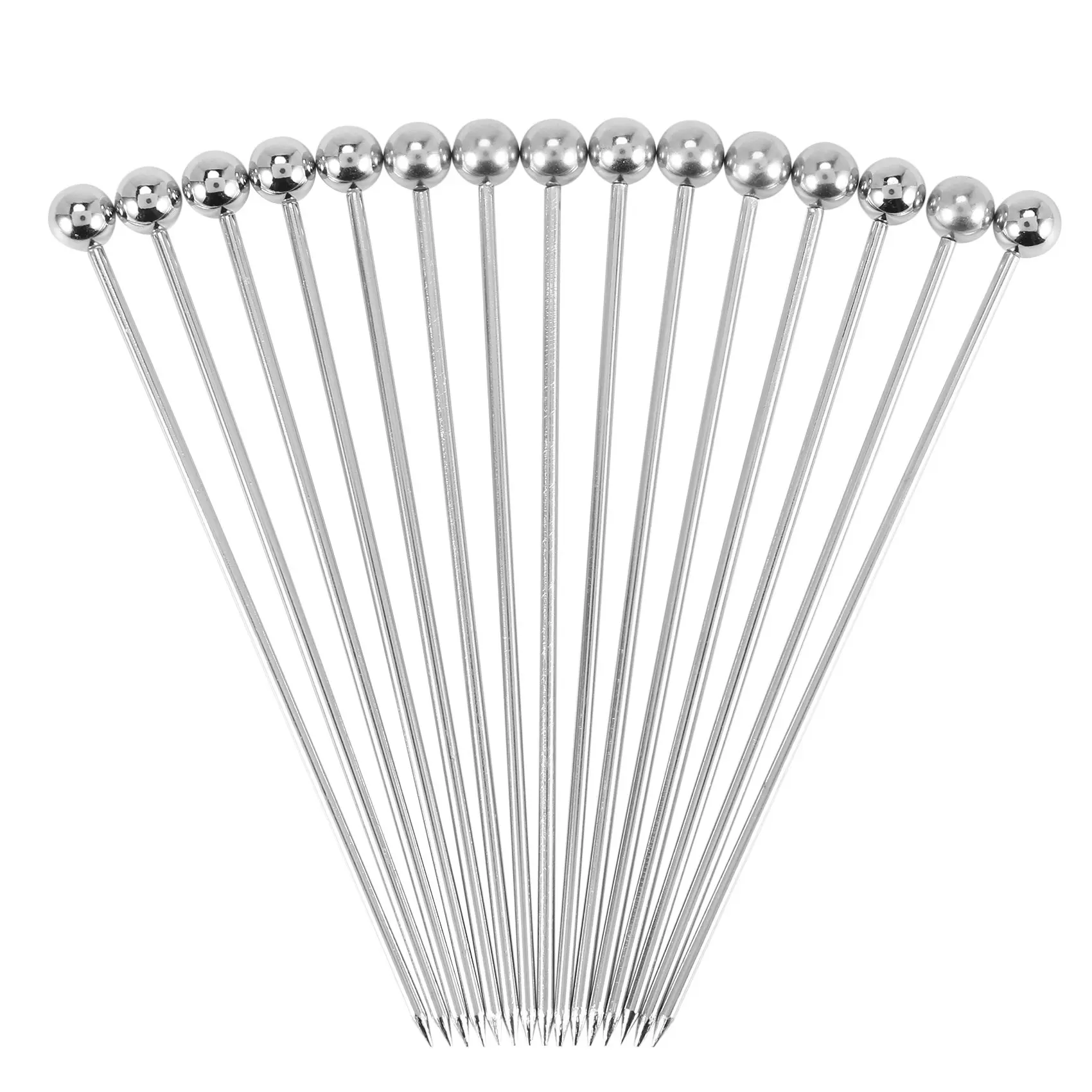 15Pcs Cocktail Picks, 4 Inch Reusable Stainless Steel Martini Picks Cocktail Toothpicks for Olives Appetizers Sandwich