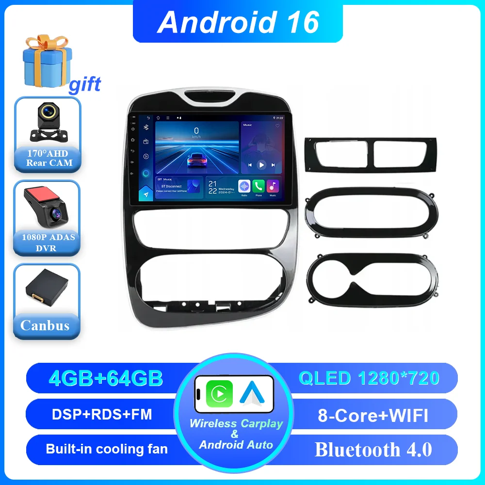 Android 16 Carplay Auto Voor Renault Clio 3 4 2012 2013 2015-2018 Auto Multimedia Speler Video Radio Stereo GPS navigatie 4G BT