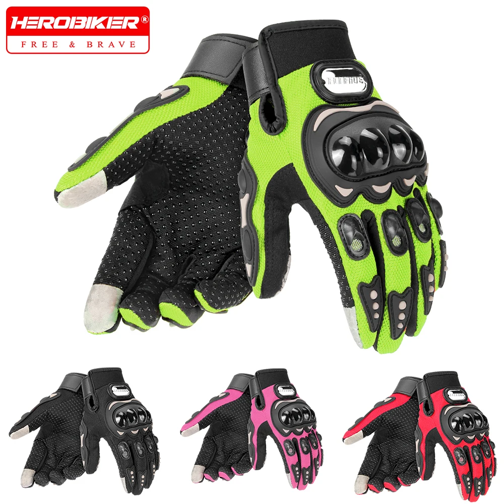 Nuovi guanti da moto da uomo con nocche rigide Touch Screen da donna Guanti da motocross traspiranti con dita intere Accessori moto