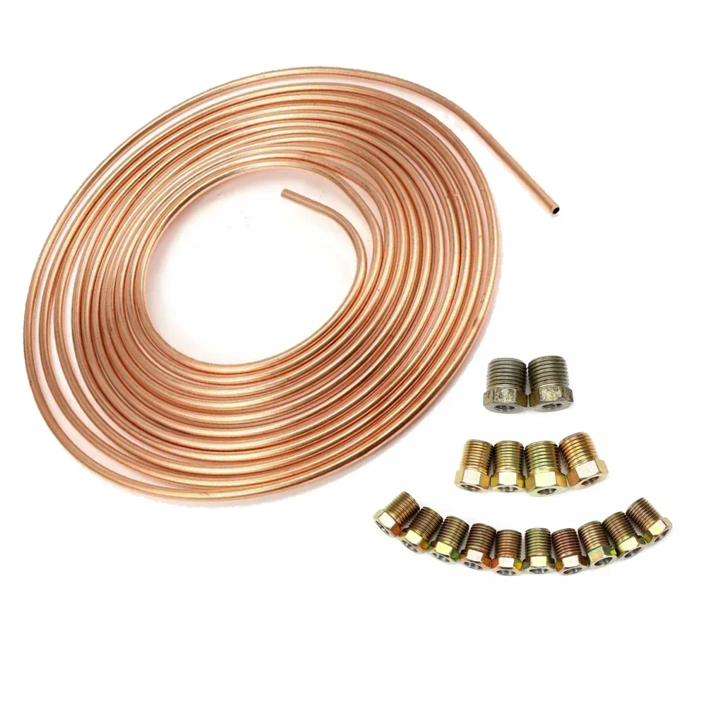 1/4 OD 25 Ft  ROLL Steel Zinc Nickel Brake Line Tubing COPPER TUBE AIR CON COIL Brake Line Tubing Coil Roll