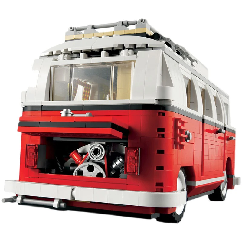 1332PCS Technical T1 Camper Van Bus Car Model Building Blocks Fit MOC 10220 Set Vehicle Assemble Bricks Toys For Boys Girl Gifts