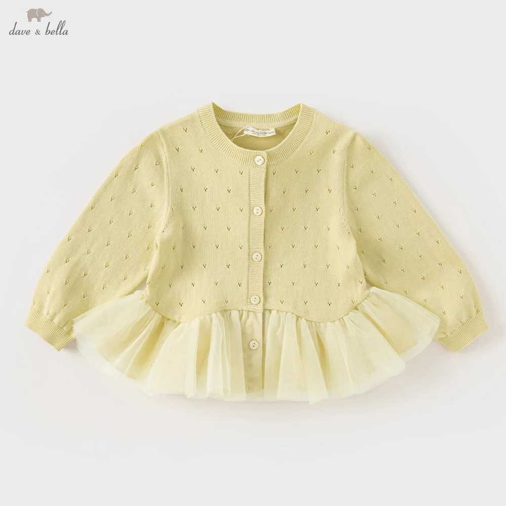 

Dave Bella, осенне-весенний кардиган для девочек, свитер для детей, милый вязаный свитер с длинными рукавами, детская верхняя одежда, кардиган DB1248207 ﻿