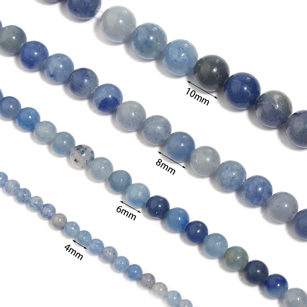 1 Strand Natural Blue Aventurine Stone Beads Round Smooth Stone Bead for Jewelry Making DIY Earring Bracelet Necklace Material image 4