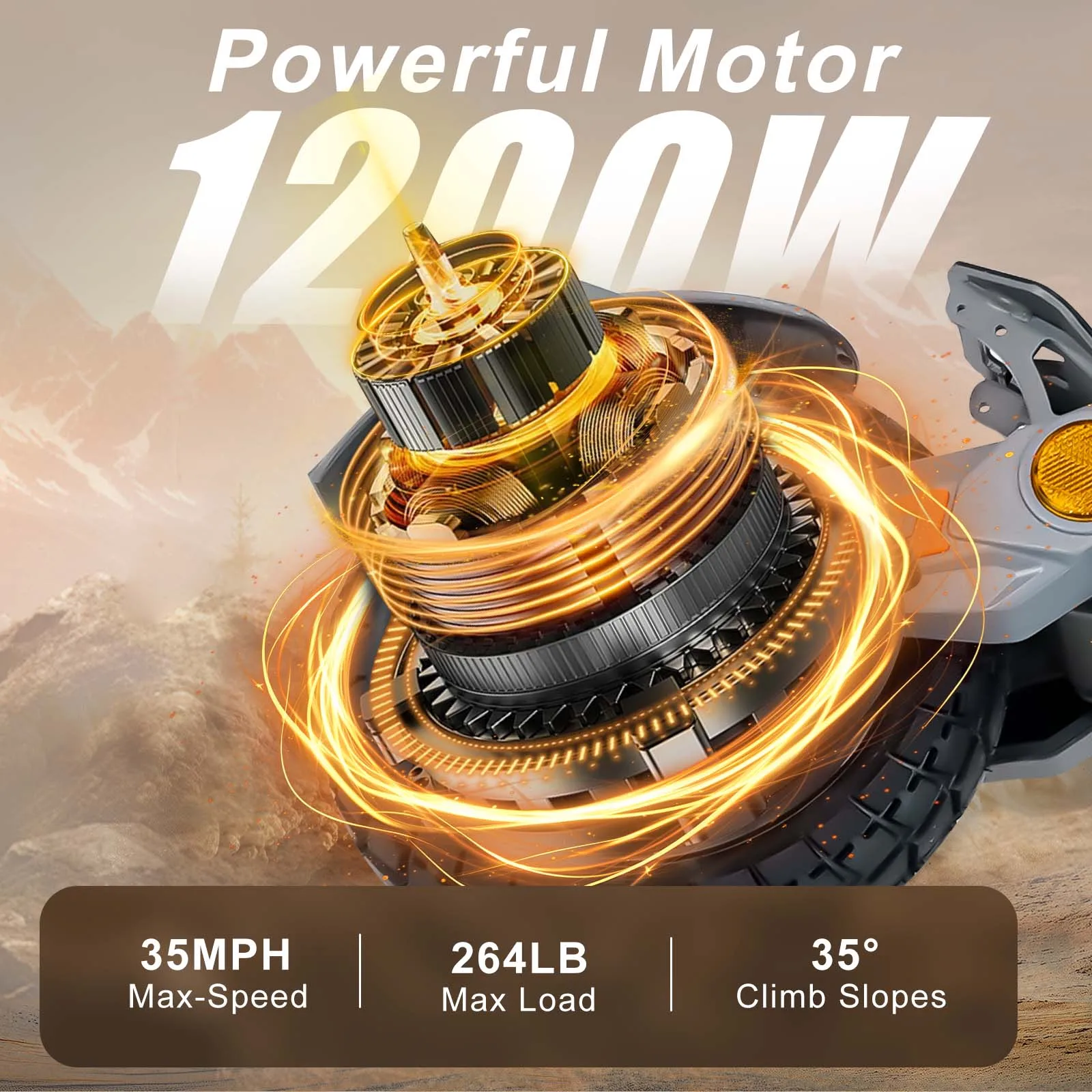 Electric Scooter for Adults 1200W Motor, 48V Lithium Battery, 35MPH Max Speed, 10