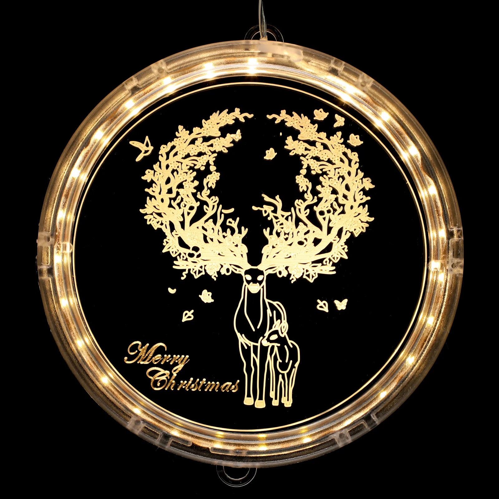 

Led Reindeer Light Christmas Decoration Hollow Design Glow Window Wall Hanging Indoor Decorative Lamp Holiday Lights Xmas