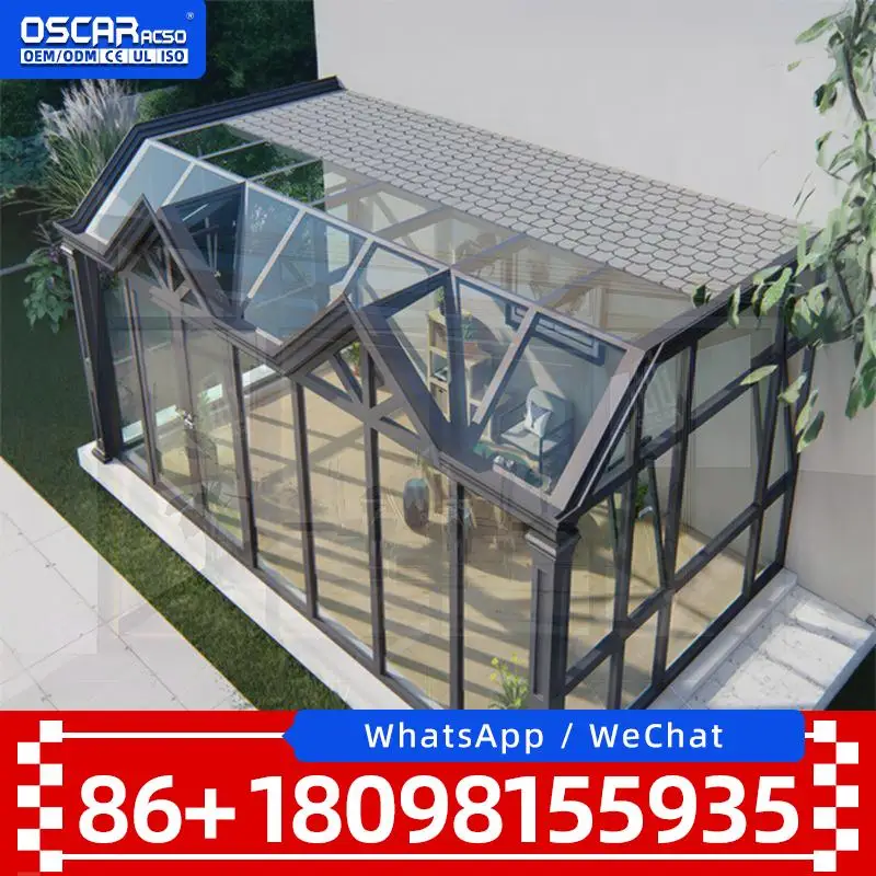 Large Insulated Waterproof Sunroom Kit with Metal Frame Polycarbonate Sheet for Residential Outdoor Victorian Greenhouse sunroom
