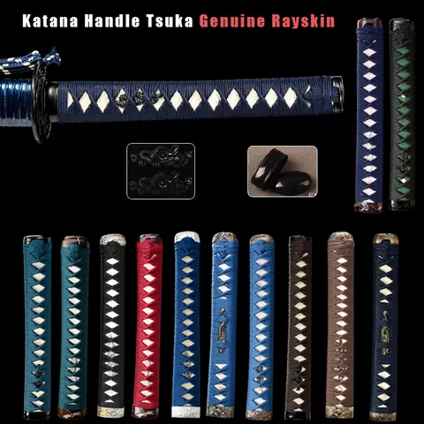 Quality Japanese Katana Swords Handle Wooden Tsuka ,Silk Cord,Real Rayskin Same ,Brass/Alloy Fittings For Samurai Sword