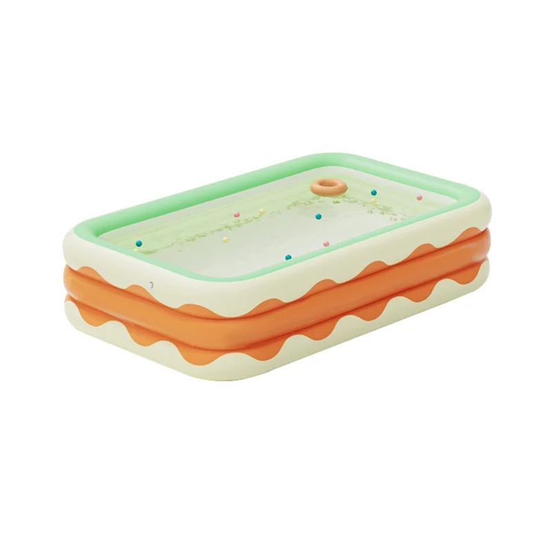 Piscine gonflable 3 couches pliable PVC soufflant piscine pour cour intérieure Orange 4,3 pieds