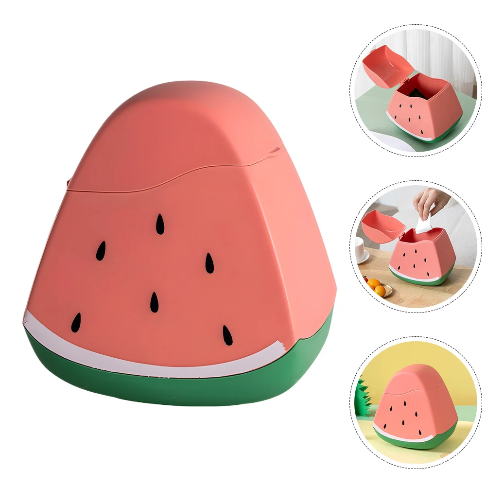 

Mini Desktop Trash Can Cartoon Watermelon Design Plastic Small Garbage Bin for Car Office Bedroom Living Room Rubbish Can