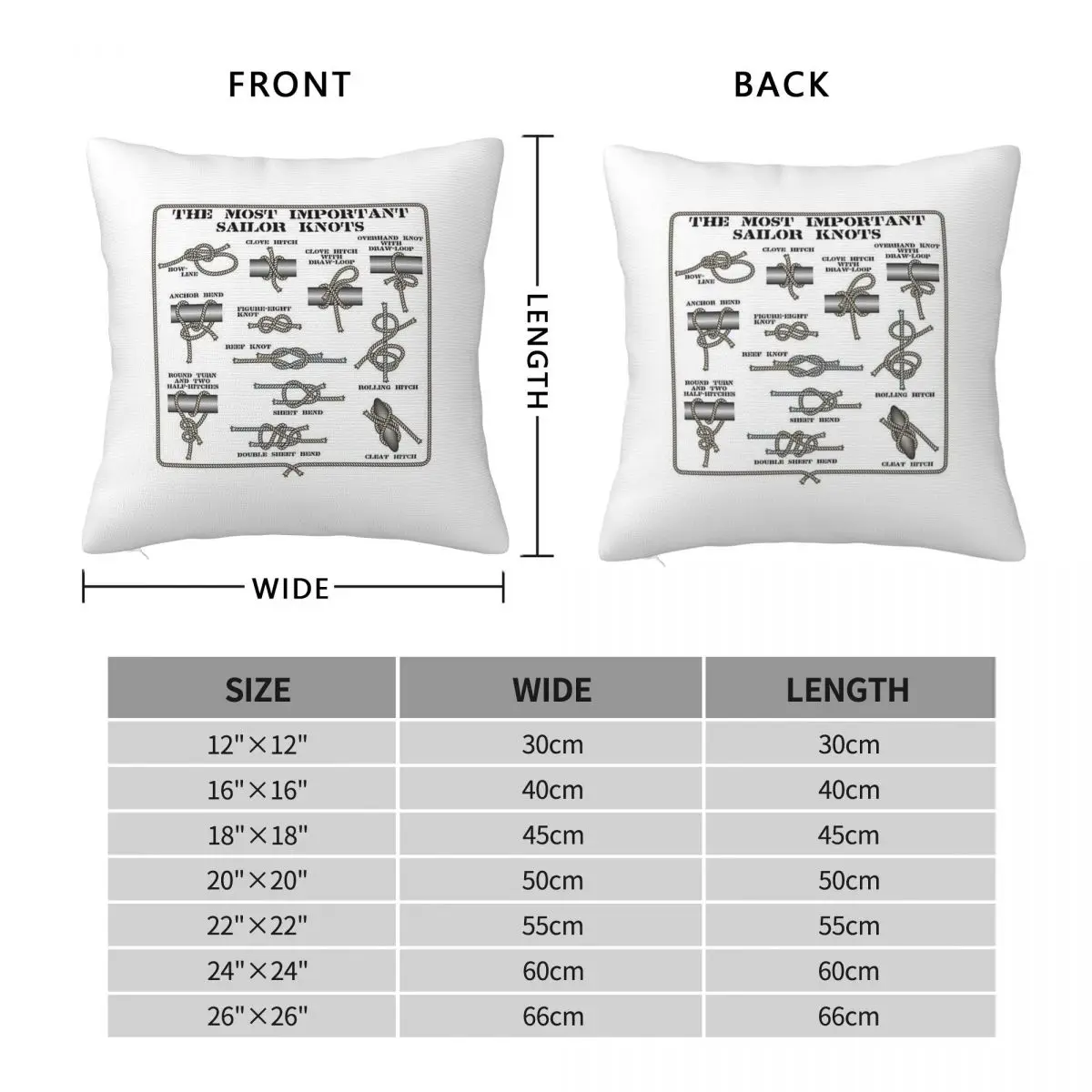 Sailor Knots All English Version Square Pillowcase Polyester Linen Velvet Creative Zip Decor Pillow Case Home 18
