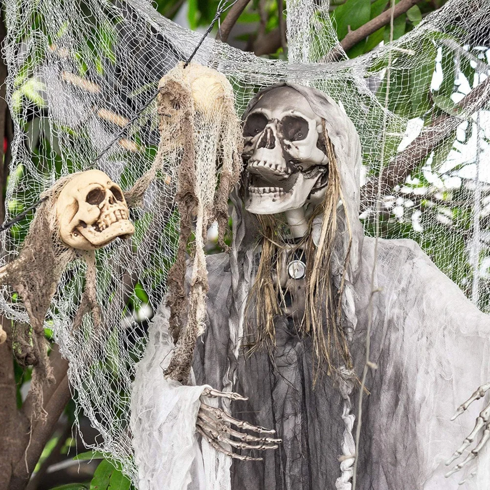 Decoración de red de Halloween, tela espeluznante para decoración embrujada, accesorio de escena de Festival, adorno colgante para fiesta, araña ligera