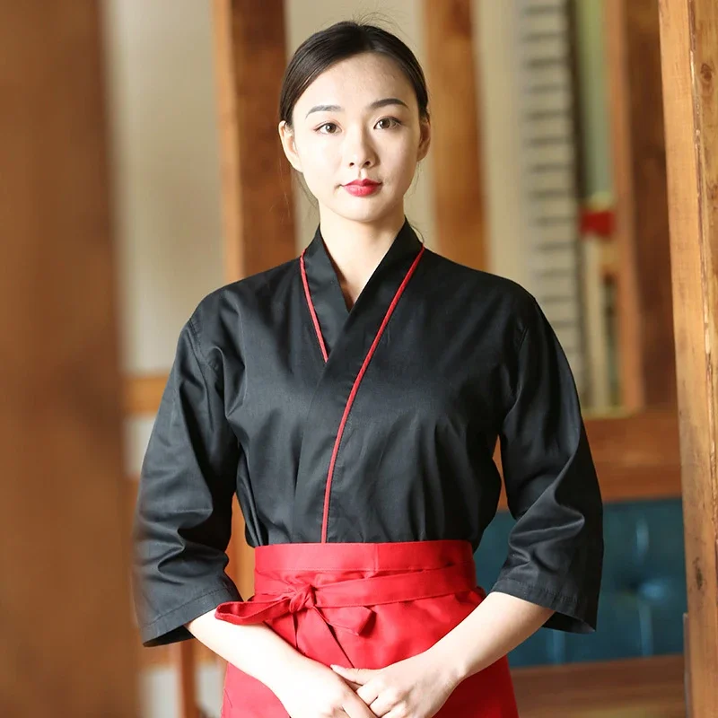 Uniformes de Chef de Sushi, chemise de Cuisine japonaise pour femmes, veste de cuisinier de restauration japonaise et coréenne, vêtements de Cuisine de Restaurant