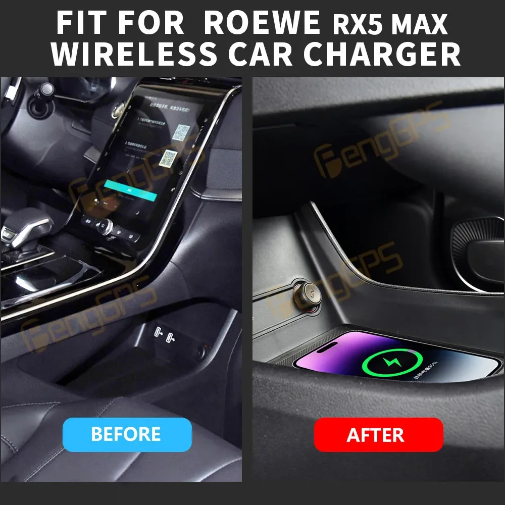 Dedicated Car Wireless Charger 15W Center Console Fast Phone Charging Panel For SAIC Roewe RX5 MAX Interior Accessories