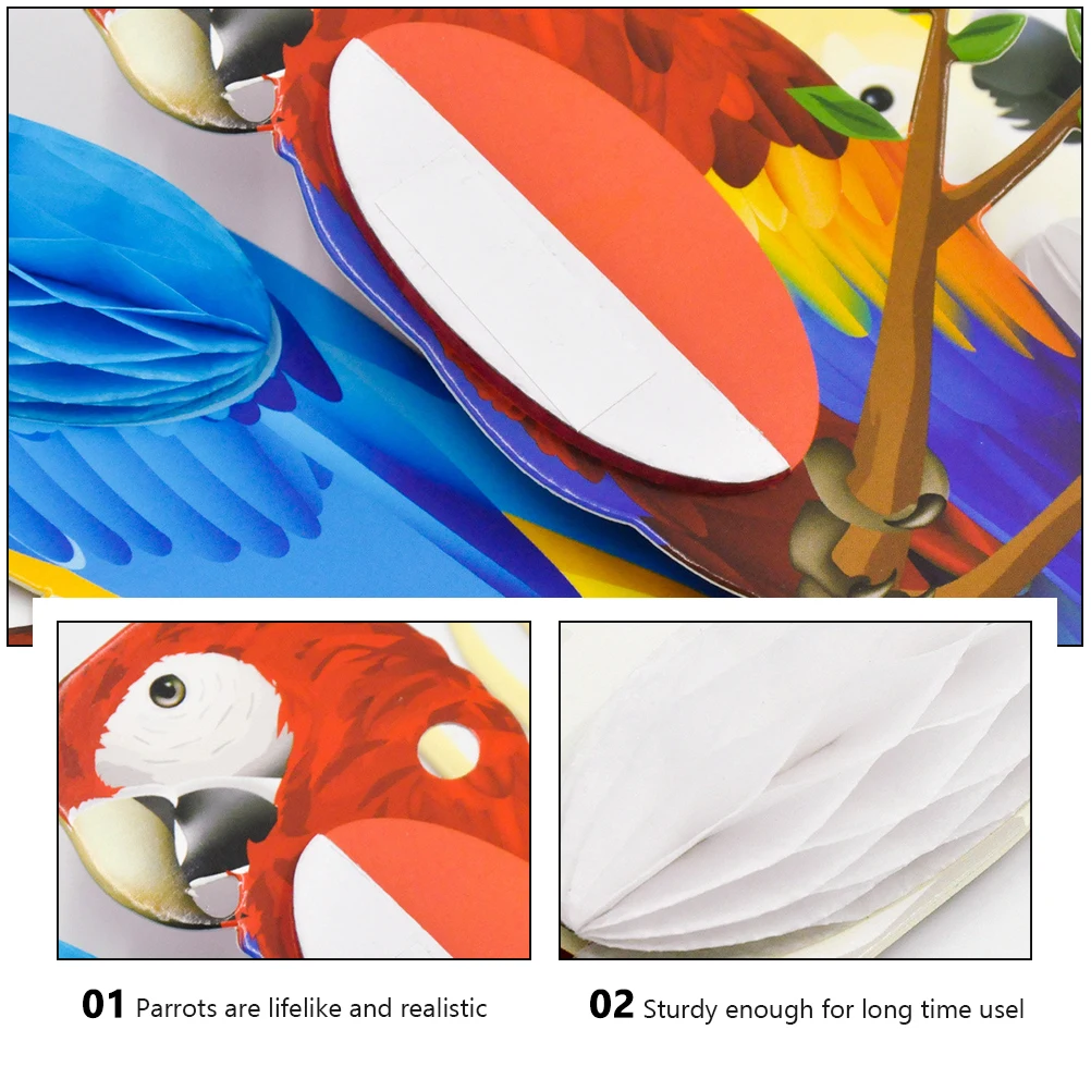 3 قطع من ورق الحيوانات على شكل قرص العسل والببغاء والطيور الاستوائية المعلقة لمستلزمات حفلات هاواي وأعياد الميلاد المقاومة للماء