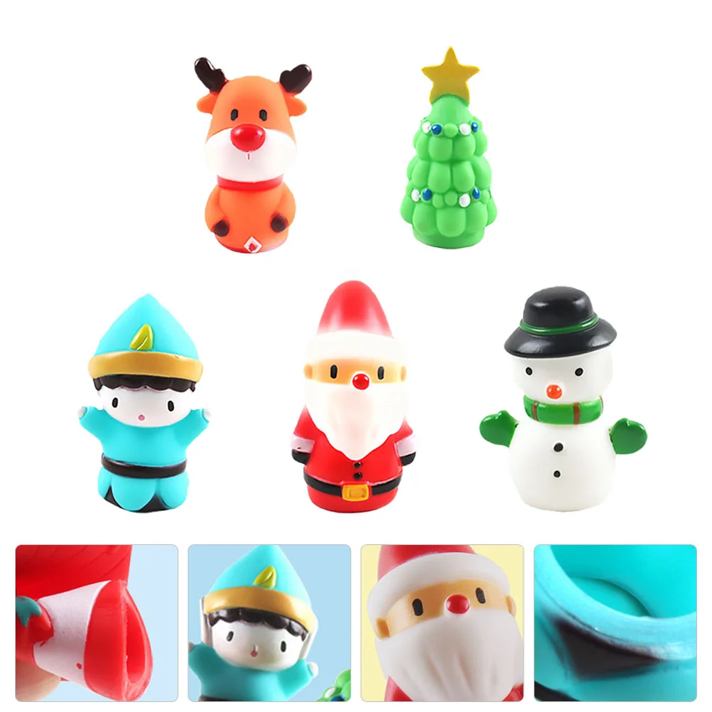 

5 Pcs Christmas Finger Cots Puppet Toy Mini Puppets for Kids Vinyl Hand Toys Plaything Child Dolls