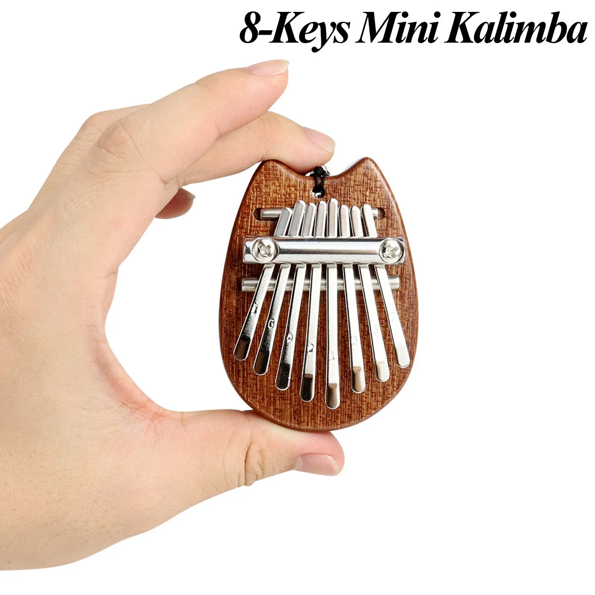 

Mini 8-tone Thumb Piano, Kalimba, Backpack Decoration, Gift + Lanyard, Mahogany Core Solid Wood (cat Ears)