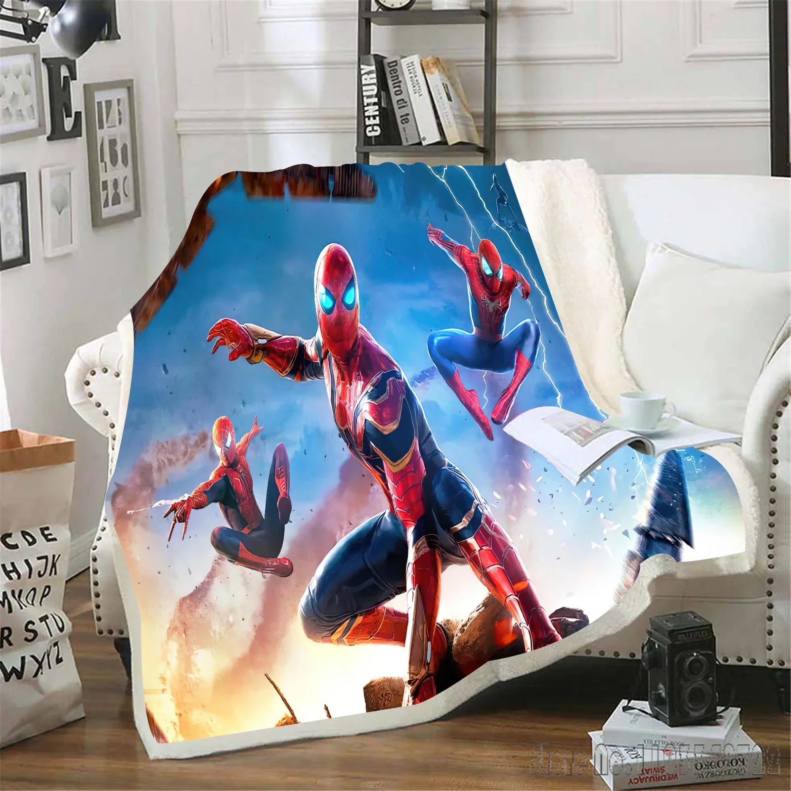 Couverture en peluche imprimée de dessin animé Spider-man pour enfants, Jeté moelleux, Kawaii, Fourrure, Réactif, Marvel, Personnalisé, Garçon, Adulte, Cadeau