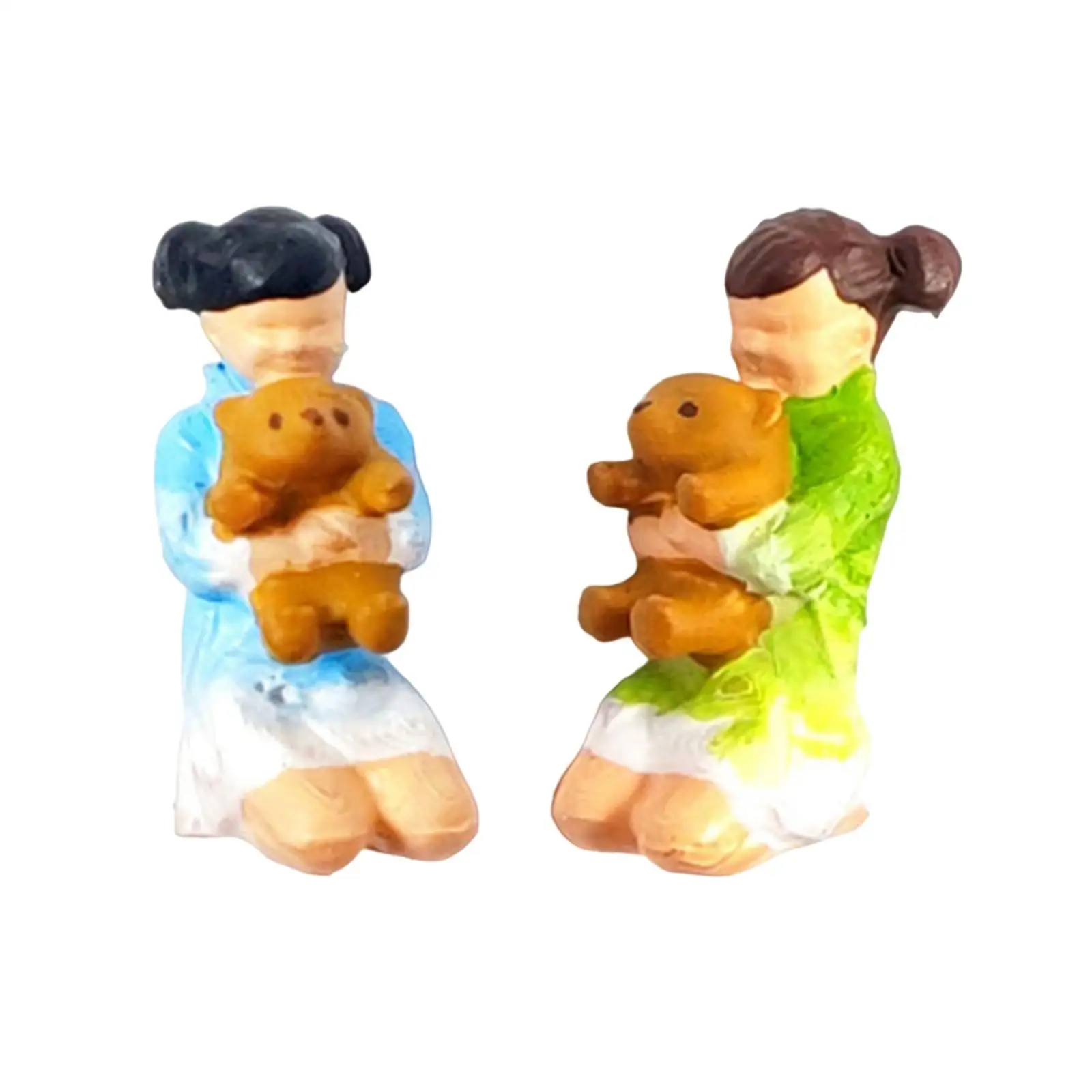 Oso de peluche besándose para niños, figuras de personas en miniatura, modelo de personas en miniatura, accesorios de fotografía, decoración, escala 1/64