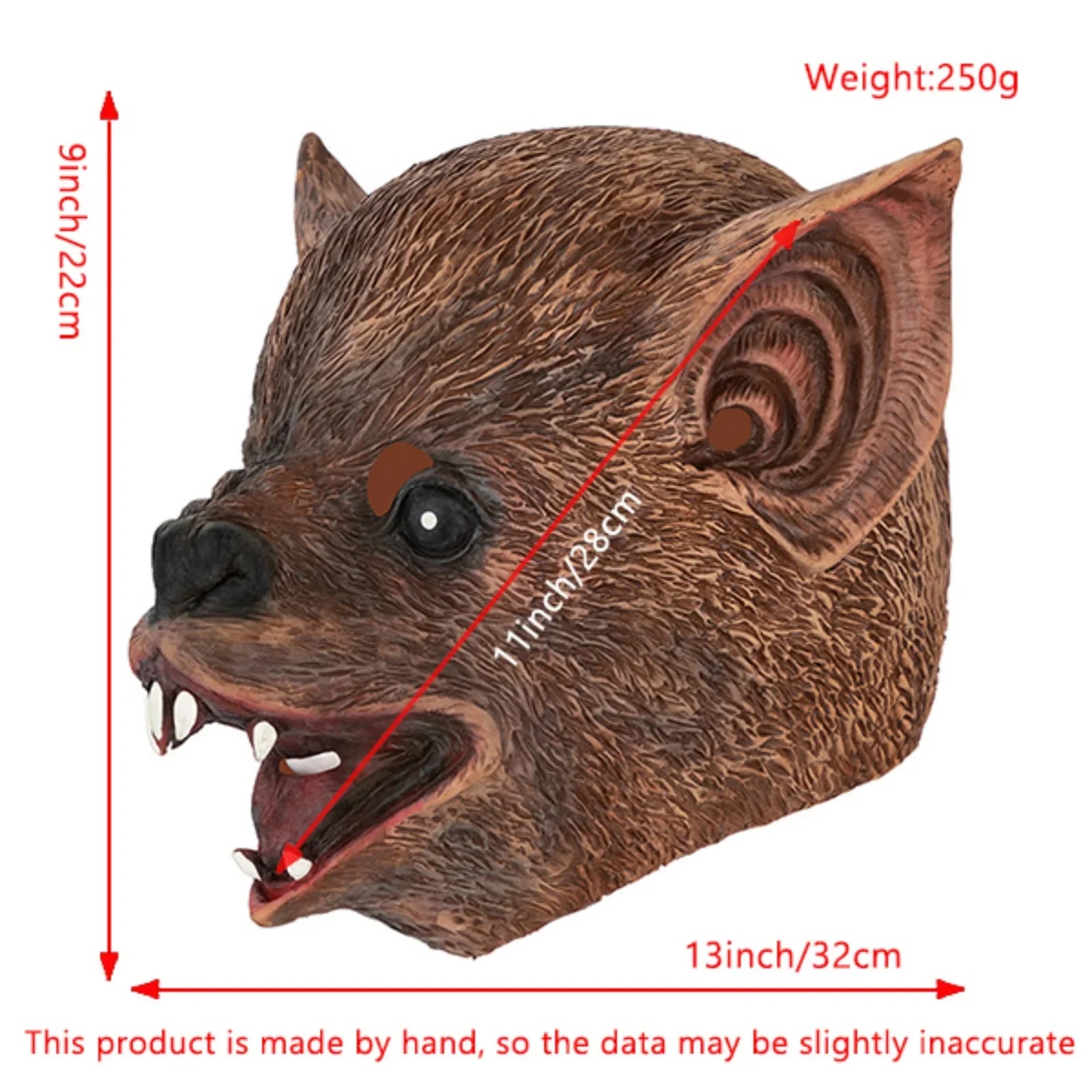 قطعة واحدة من قناع الخفافيش الواقعي للغاية، قناع تنكري لحفلات الهالوين، دعائم لعب الأدوار، مادة اللاتكس