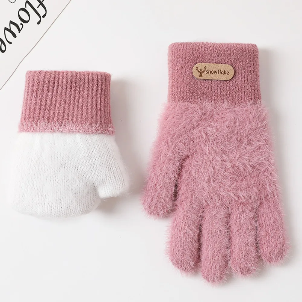 

Модные утолщенные меховые перчатки, морозостойкие однотонные варежки на все пальцы, ветрозащитные теплые норковые бархатные перчатки, осень-зима