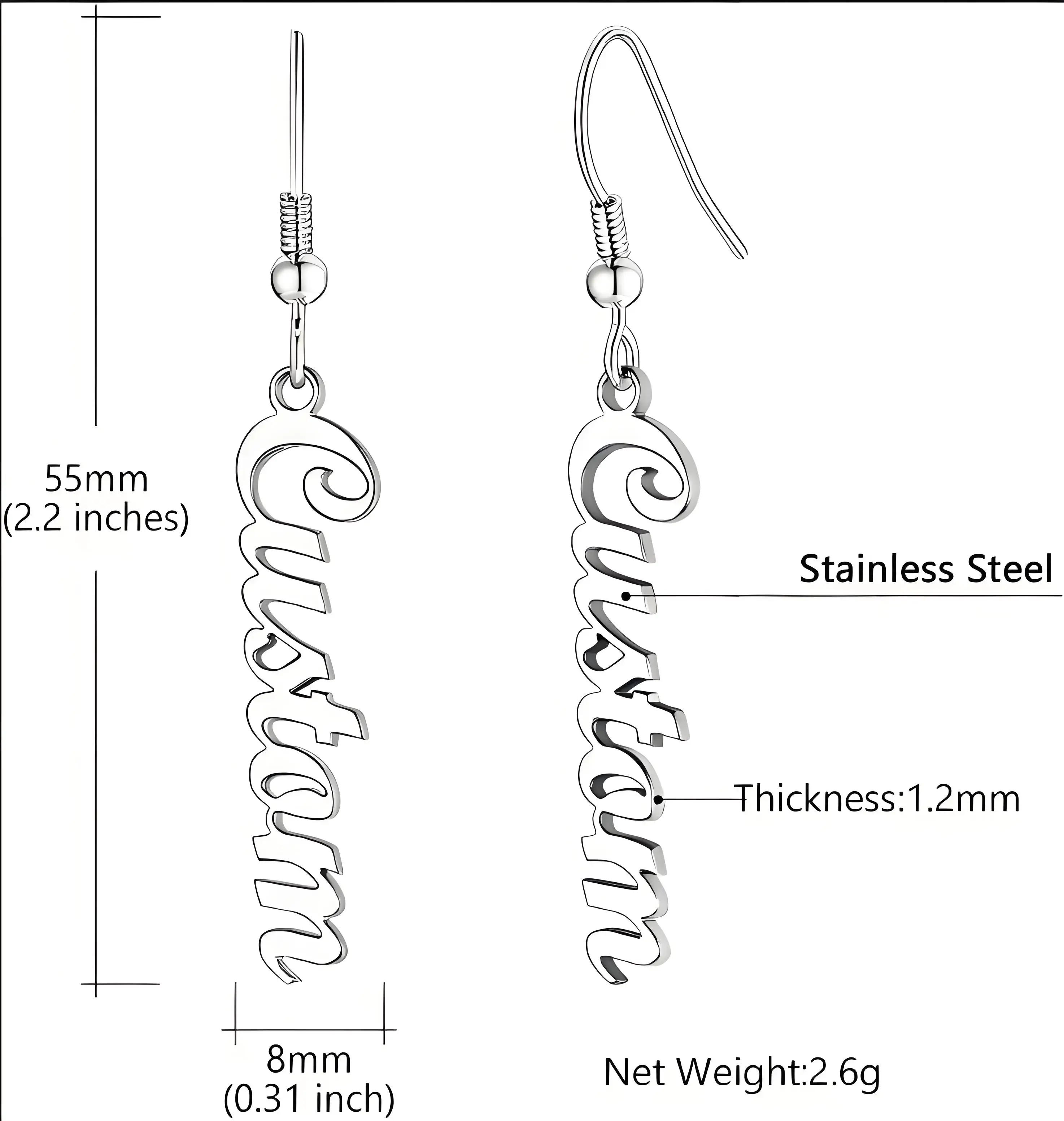 Custom Name Earrings, Stainless Steel, Personalized Long Dangle Earrings, Trendy Jewelry for Women & Gifting