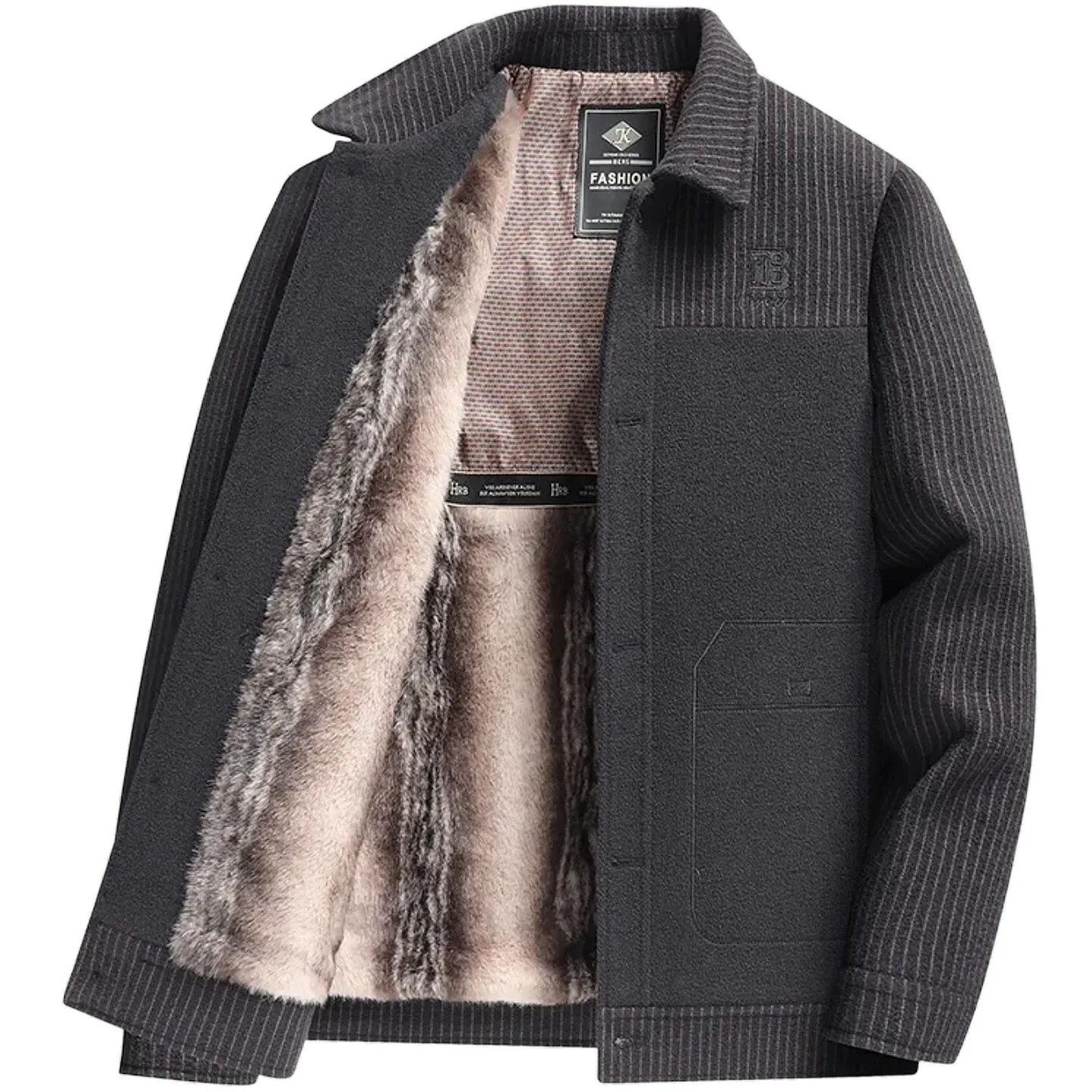 الرجال الشنيل معطف الشتاء الدافئة صوف مبطن سترة قصيرة منتصف العمر أبي مبطن معطف القطن الذكور في الهواء الطلق يندبروف سترة رياضية