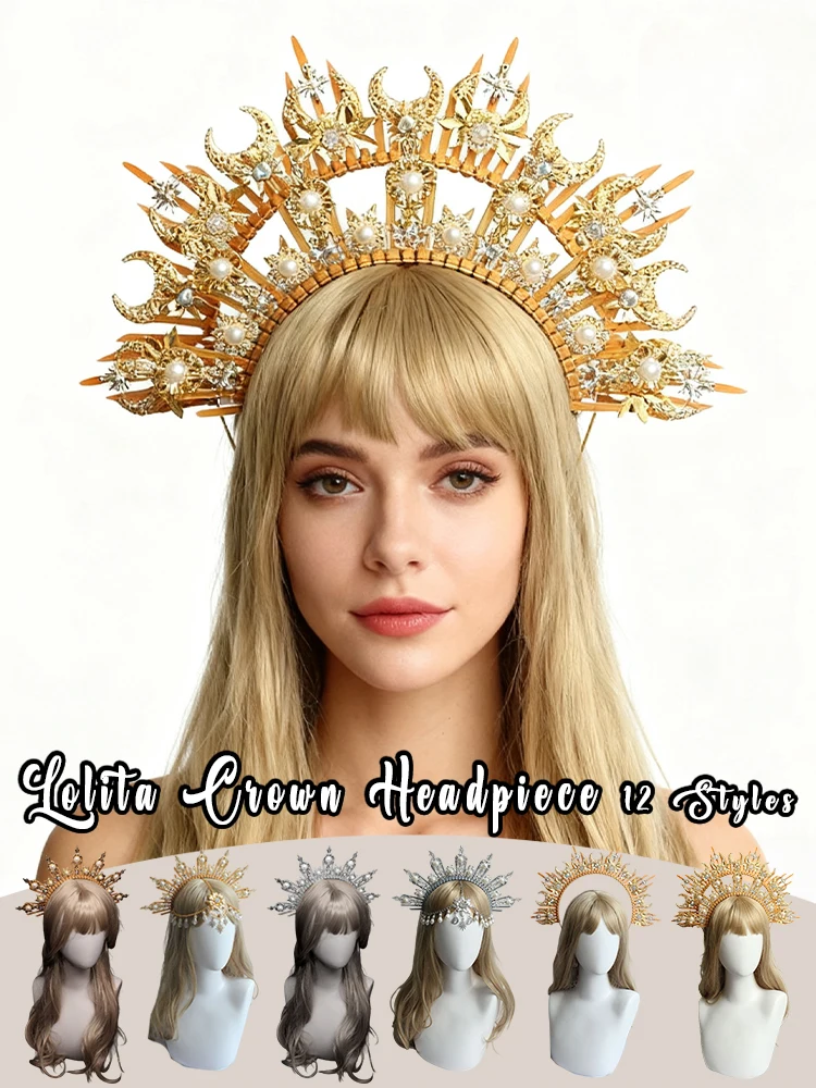 Gothic Halo Kroon Hoofddeksel Barok Koningin Prinses Kroon Haarband Zonnegodin Tiara Diy Materiaal Kit Lolita Haaraccessoires - afbeelding 2