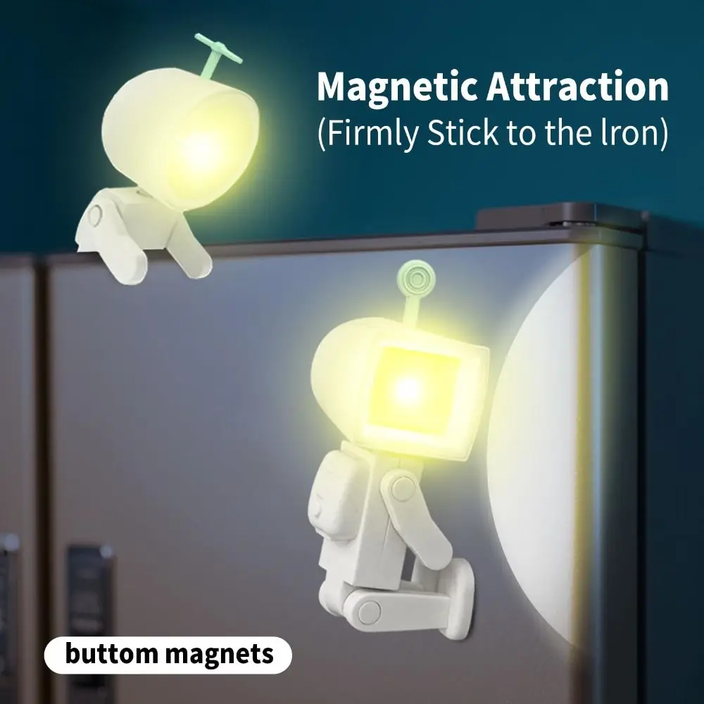 ديكور الغرفة Kawaii LED رائد الفضاء ضوء الليل المغناطيسي مصباح مكتبي صغير الكرتون مع بطارية الجدول مصباح غرفة نوم دراسة القراءة