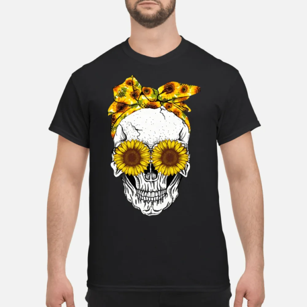 

Skull Sunflower T-Shirt Funny Black Tee Gift Trend For Men, Size M - 3XL