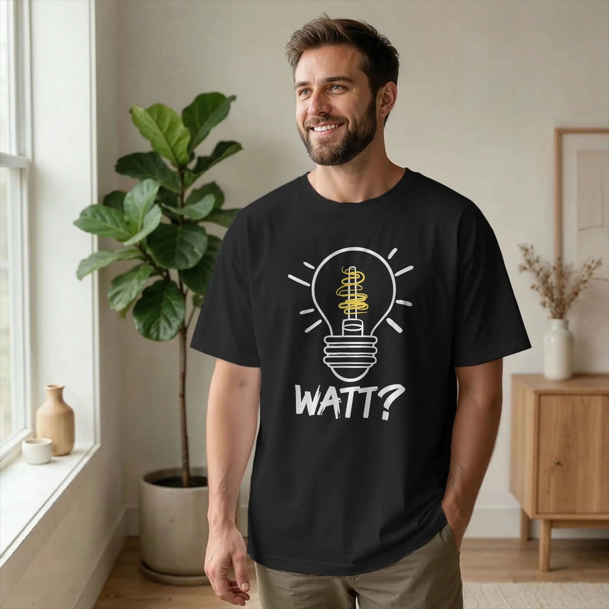 Funny Physics Question Watt T Shirts Men Cotton Amazing T-Shirts Round Neck Electricity Pun Tees Short Sleeve Clothing Plus Size