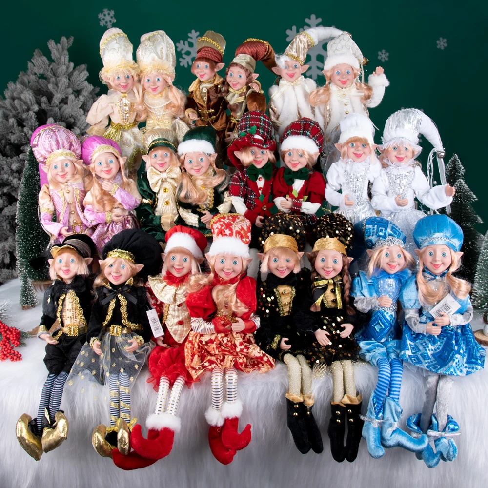 2024 New Year Christmas Elves Plush Elf Doll Xmas Decoration Navidad New Year Gifts Tree Hanging Ornaments Children Cute Toys