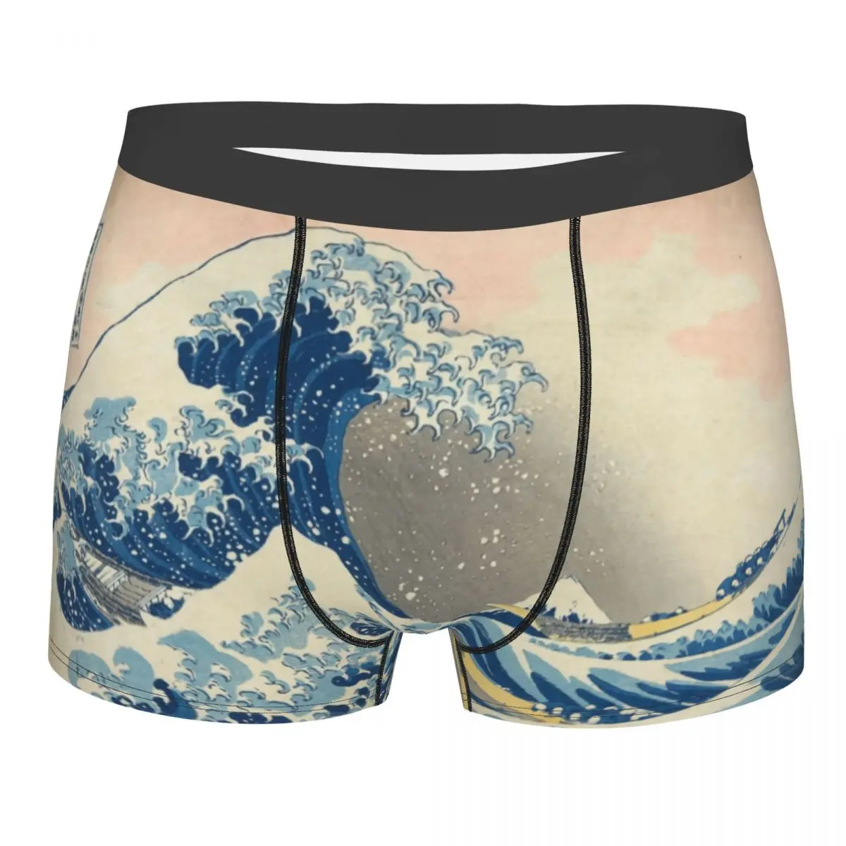 

Custom Under The Great Wave Off Kanagawa Katsushika Hokusai Boxers Shorts Men's Briefs Underwear Novelty Underpants