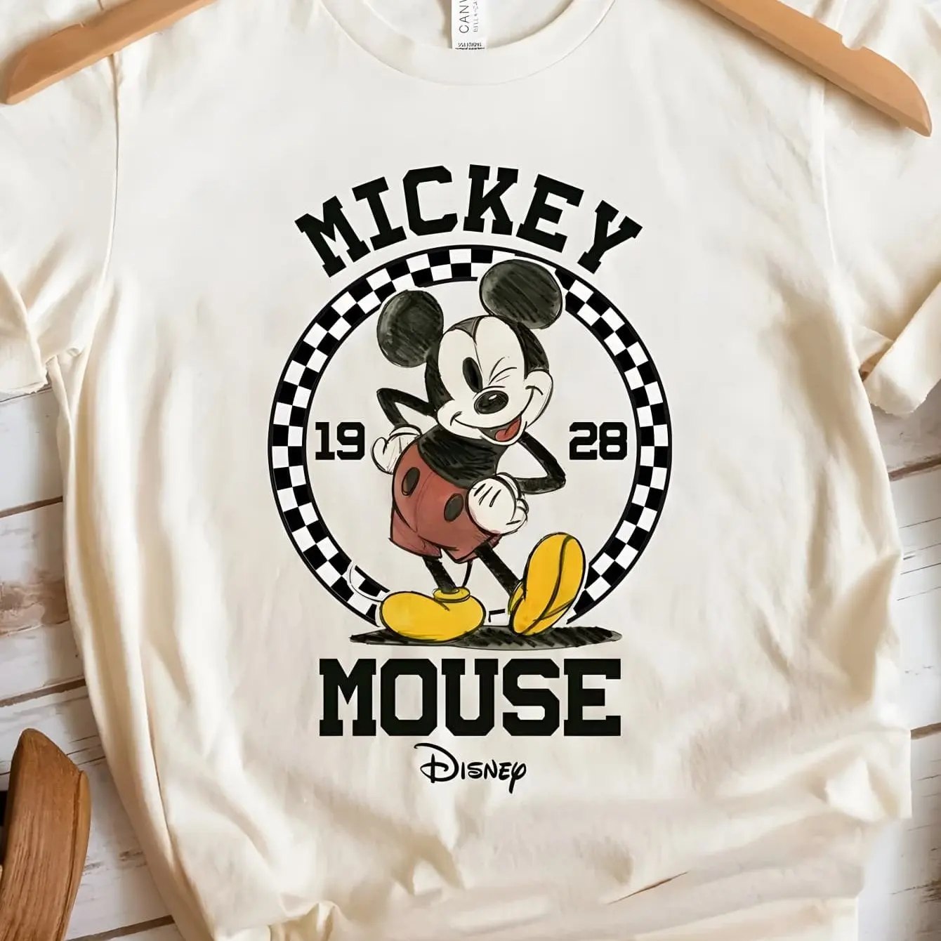 

Disney Retro 1928 Mickey Mouse Pattern T-shirt - Soft, Breathable, Daily Casual and Disney Theme Dressing (Machine Washable)