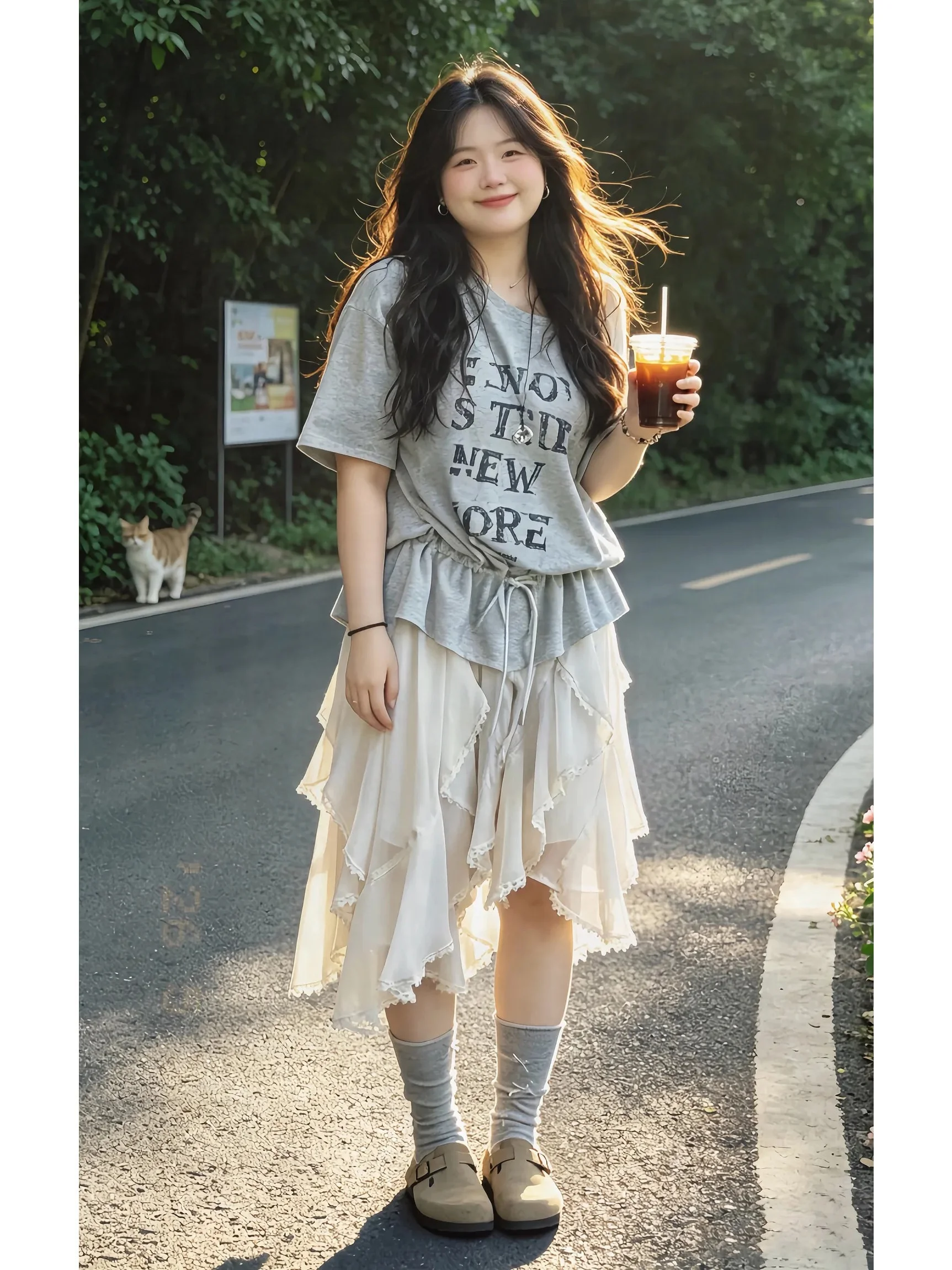 

Summer 2026 Loose Versatile Letter Print Top Half Skirt Lazy Style Small Audience Two-Piece Set Trendy Women's Fashion Ensemble
