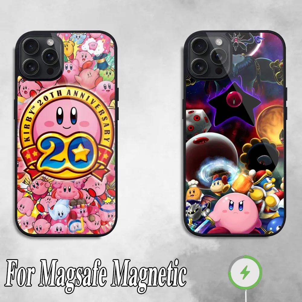 Cartoon Stars K-Kirby Silicone Phone Case For iPhone 11 Mini 12 13 Max 14 Plus 15 Pro Magesafe Magnetic Shell