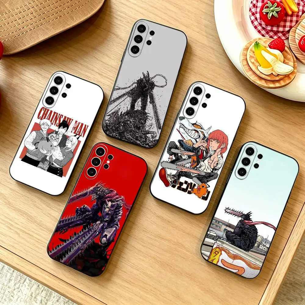 Anime C-Chainsaw M-Man Denji Phone Case For Samsung S25,S24,S21,S22,S23,S30,Ultra,S20,Plus,Fe,Note,10,9,5G Black Cover