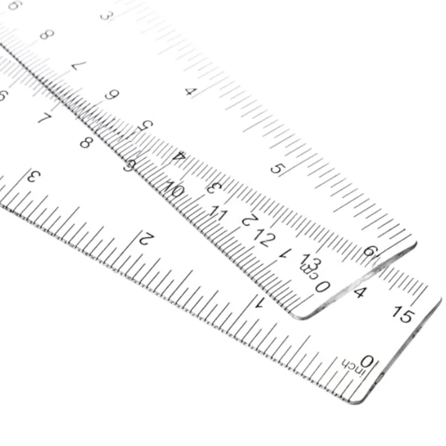 

School and office use: clear plastic rulers, transparent shatterproof material, 6-inch size, dual-scale inch/centimeter accurac
