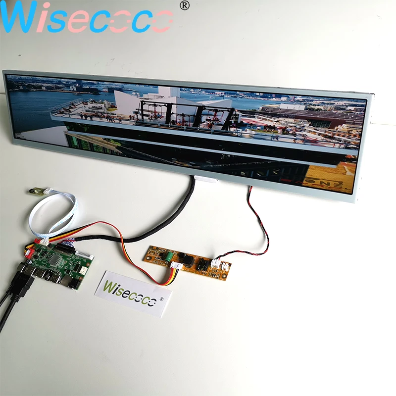 24 Inch 1920*360 Supermarket Arcade Cabinet Display Aluminum Frame Advertising Shelf Stretched Bar LCD Screen SD Driver Board
