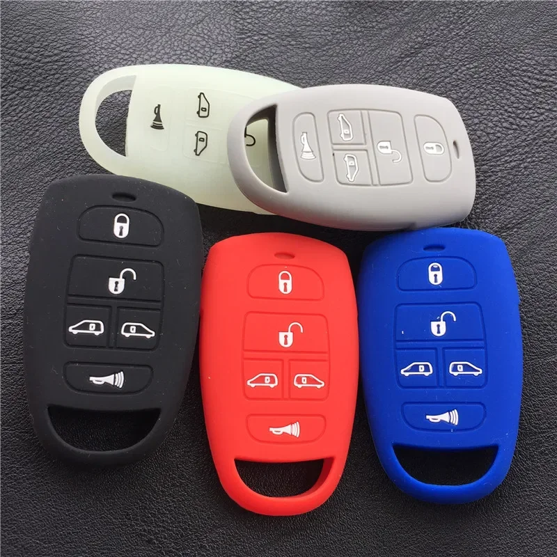 

Silicone rubber Car Key Cover Case Holder Bag Shell Skin for Hyundai for Kia Sedona Mini Van 5 Buttons Smart Remote Key