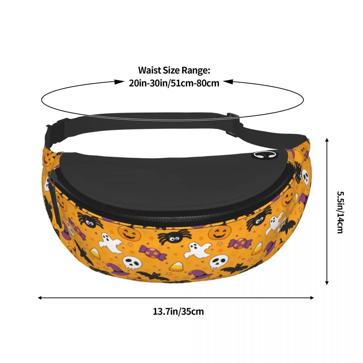 عادية هالوين القرع أشباح الخفافيش الجماجم حزمة مراوح الرجال النساء Crossbody الخصر حقيبة للتخييم ركوب الدراجات الهاتف المال الحقيبة