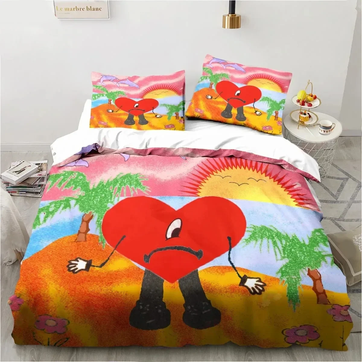 3D Printing Funny Bad Bunny Un Verano Sin Ti Bedding Set Duvet Cover Bed Set Quilt Cover Pillowcase Comforter king Queen Size