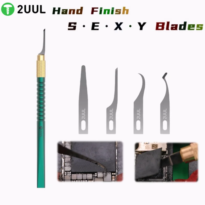 2UUL 4-IN-1 Rework Blades Set Professional Phone Repair Pry Knife Glue Remove for PCB Motherboard Chip Weding Repair Scrape Tool